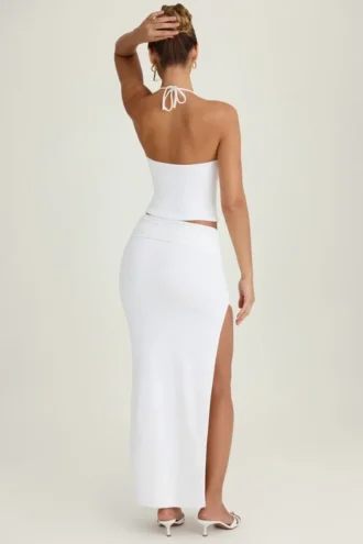 Gonna lunga con arricciature Cedara in bianco