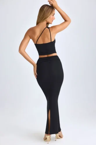 Gonna lunga Lena in modal con davanti incrociato, colore nero