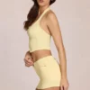 Gonna-pantaloncino a vita bassa in denim Virella, giallo limone Gonna-pantaloncino a vita bassa in denim Virella, giallo limone