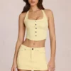 Gonna-pantaloncino a vita bassa in denim Virella, giallo limone Gonna-pantaloncino a vita bassa in denim Virella, giallo limone