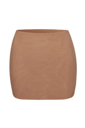 Gonna slip a vita bassa in morbida rete Intimates, colore miele