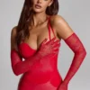 Guanti in pizzo Poe in rosso fuoco Guanti in pizzo Poe in rosso fuoco