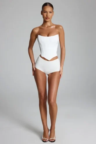 Hot pants a vita bassa in jersey elasticizzato Sabrine, colore bianco