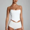 Hot pants a vita bassa in jersey elasticizzato Sabrine, colore bianco Hot pants a vita bassa in jersey elasticizzato Sabrine, colore bianco