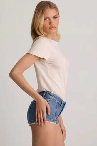 Hot pants a vita bassa Lanori in blu medio