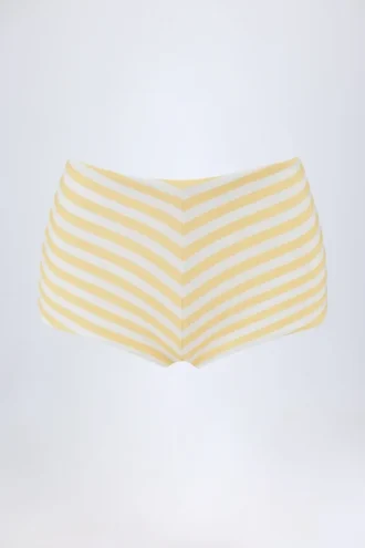 Hot pants a vita media Cerreto a righe giallo limone Hot pants a vita media Cerreto a righe giallo limone