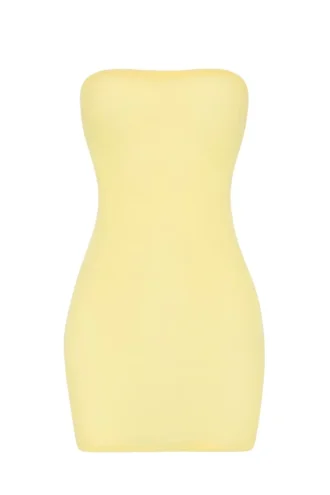 Intimates Abito mini a fascia in morbida rete trasparente, giallo