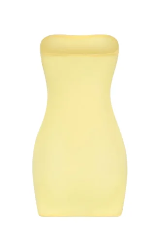 Intimates Abito mini a fascia in morbida rete trasparente, giallo