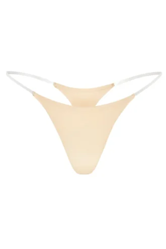 Intimo Tanga in maglia senza cuciture con cinturini trasparenti in Warm Peach