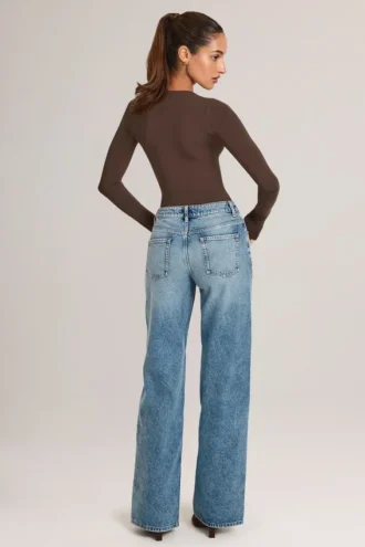 Jeans a gamba dritta con coulisse Faedra in lavaggio medio