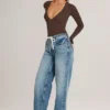 Jeans a gamba dritta con coulisse Faedra in lavaggio medio Jeans a gamba dritta con coulisse Faedra in lavaggio medio