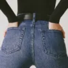 Jeans a vita alta svasati Jacey in lavaggio indaco Jeans a vita alta svasati Jacey in lavaggio indaco