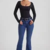 Jeans a vita alta svasati Jacey in lavaggio indaco Jeans a vita alta svasati Jacey in lavaggio indaco