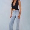 Jeans a vita media e gamba dritta Lorielle in denim chiaro Jeans a vita media e gamba dritta Lorielle in denim chiaro