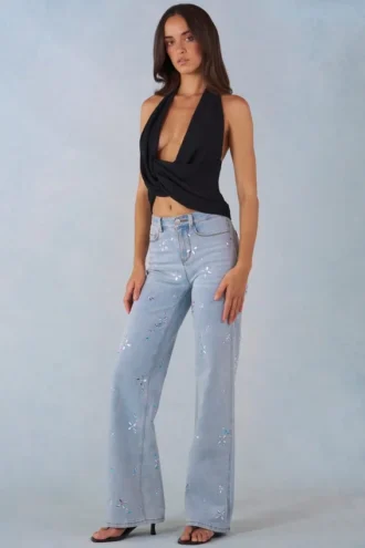 Jeans a vita media e gamba dritta Lorielle in denim chiaro