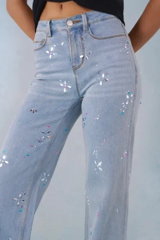 Jeans a vita media e gamba dritta Lorielle in denim chiaro