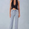 Jeans a vita media e gamba dritta Lorielle in denim chiaro Jeans a vita media e gamba dritta Lorielle in denim chiaro