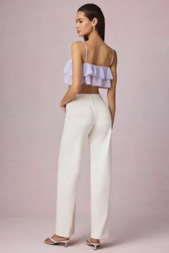 Jeans Bobbi a vita media e gamba a barilotto in lavaggio ecru