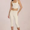 Jeans capri a vita media Anessa in avorio Jeans capri a vita media Anessa in avorio