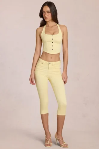 Jeans capri a vita media Anessa in giallo limone