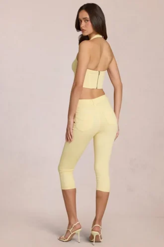 Jeans capri a vita media Anessa in giallo limone