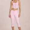 Jeans capri a vita media Anessa in rosa fiore Jeans capri a vita media Anessa in rosa fiore