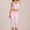 Jeans capri a vita media Anessa in rosa fiore Jeans capri a vita media Anessa in rosa fiore