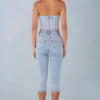 Jeans capri in denim a vita media Landon in denim chiaro Jeans capri in denim a vita media Landon in denim chiaro