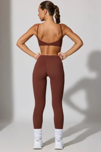 Leggings a lunghezza intera con tasche in marrone