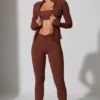 Leggings a lunghezza intera con tasche in marrone Leggings a lunghezza intera con tasche in marrone