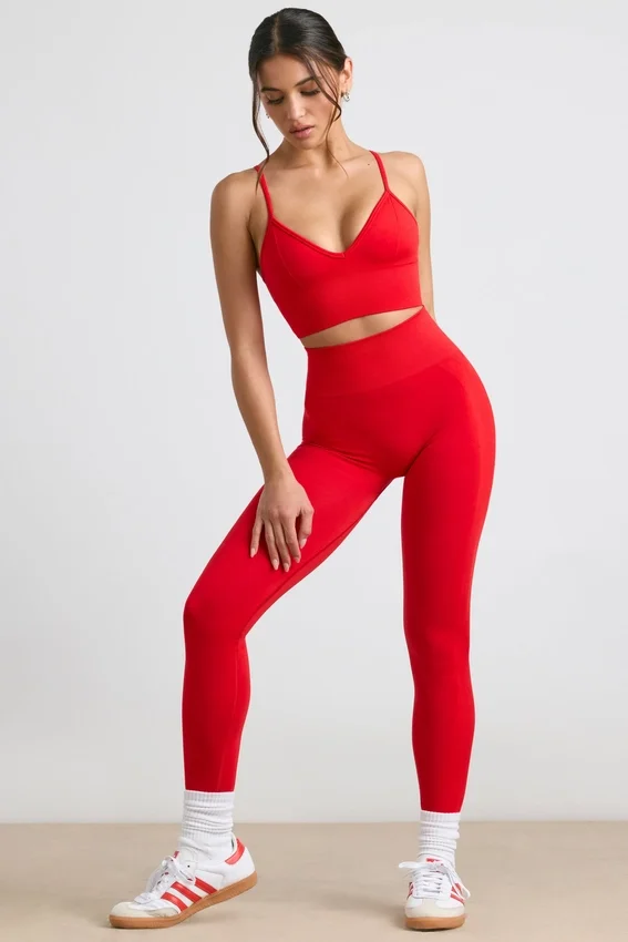 Leggings a vita alta Define Luxe in rosso Leggings a vita alta Define Luxe in rosso