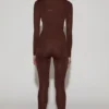 Leggings a vita alta in jersey decorato Cassie in marrone cioccolato Leggings a vita alta in jersey decorato Cassie in marrone cioccolato