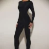 Leggings a vita alta in jersey decorato Cassie in nero Leggings a vita alta in jersey decorato Cassie in nero
