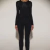 Leggings a vita alta in jersey decorato Cassie in nero Leggings a vita alta in jersey decorato Cassie in nero