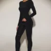 Leggings a vita alta in jersey decorato Cassie in nero Leggings a vita alta in jersey decorato Cassie in nero