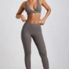 Leggings a vita alta in modal a coste Linnea Petite in grigio Leggings a vita alta in modal a coste Linnea Petite in grigio
