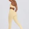 Leggings a vita media con arricciature in jersey spazzolato color Lemon Marl Leggings a vita media con arricciature in jersey spazzolato color Lemon Marl