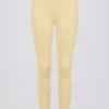 Leggings a vita media con arricciature in jersey spazzolato color Lemon Marl Leggings a vita media con arricciature in jersey spazzolato color Lemon Marl