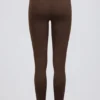 Leggings a vita media con arricciature in jersey spazzolato color pecan melange Leggings a vita media con arricciature in jersey spazzolato color pecan melange