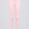 Leggings a vita media con arricciature in jersey spazzolato, colore rosa pallido melange Leggings a vita media con arricciature in jersey spazzolato, colore rosa pallido melange