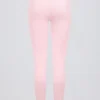 Leggings a vita media con arricciature in jersey spazzolato, colore rosa pallido melange Leggings a vita media con arricciature in jersey spazzolato, colore rosa pallido melange