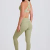 Leggings a vita media con risvolto e passanti in Matcha