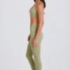 Leggings a vita media con risvolto e passanti in Matcha