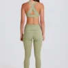 Leggings a vita media con risvolto e passanti in Matcha