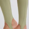 Leggings a vita media con risvolto e passanti in Matcha