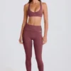 Leggings a vita media con staffa e risvolto in Acai