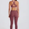 Leggings a vita media con staffa e risvolto in Acai