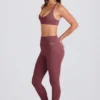 Leggings a vita media con staffa e risvolto in Acai