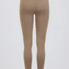 Leggings a vita media in jersey spazzolato con arricciature in moka melange Leggings a vita media in jersey spazzolato con arricciature in moka melange