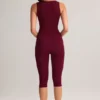 Leggings capri a vita media in modal Suri color vino Leggings capri a vita media in modal Suri color vino